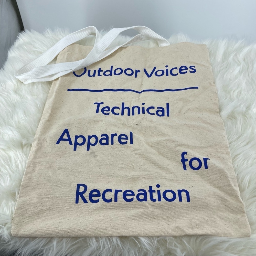 OUTDOOR VOICES‎ Signature Tote reusable bag cream blue